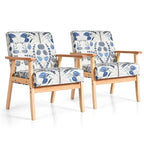 Gymax 2PCS Accent Armchair Upholstered Chair Home Office w/ Wooden - 25 x 26.5 x 32