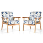 Gymax 2PCS Accent Armchair Upholstered Chair Home Office w/ Wooden - 25 x 26.5 x 32