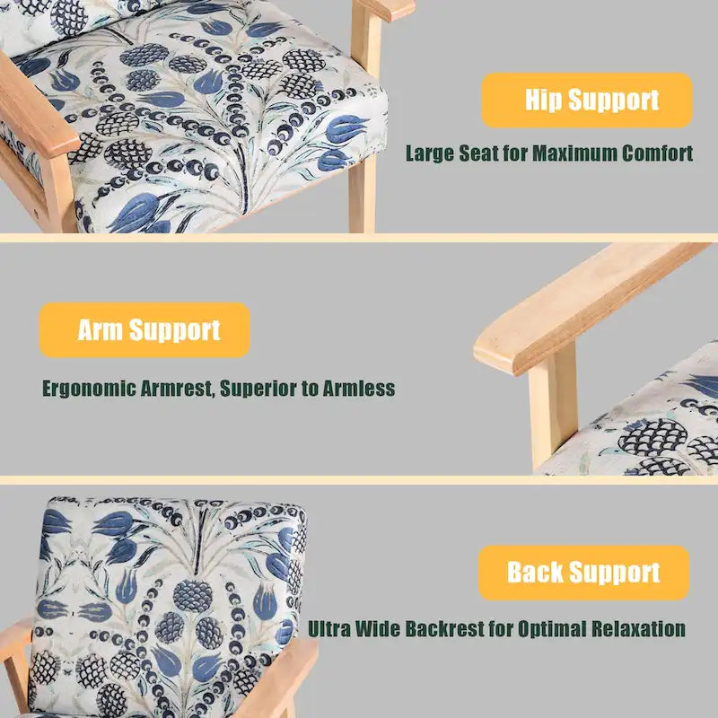 Gymax 2PCS Accent Armchair Upholstered Chair Home Office w/ Wooden - 25 x 26.5 x 32