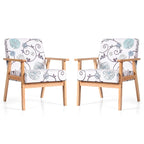 Gymax 2PCS Accent Armchair Upholstered Chair Home Office w/ Wooden - 25 x 26.5 x 32