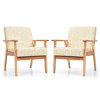 Gymax 2PCS Accent Armchair Upholstered Chair Home Office w/ Wooden - 25 x 26.5 x 32
