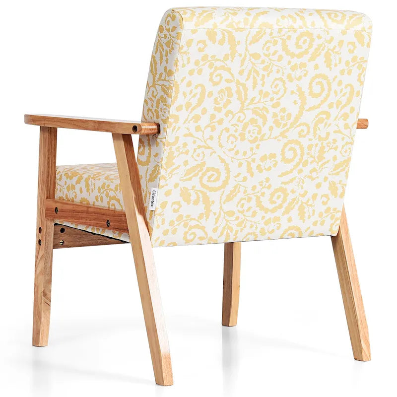 Gymax 2PCS Accent Armchair Upholstered Chair Home Office w/ Wooden - 25 x 26.5 x 32