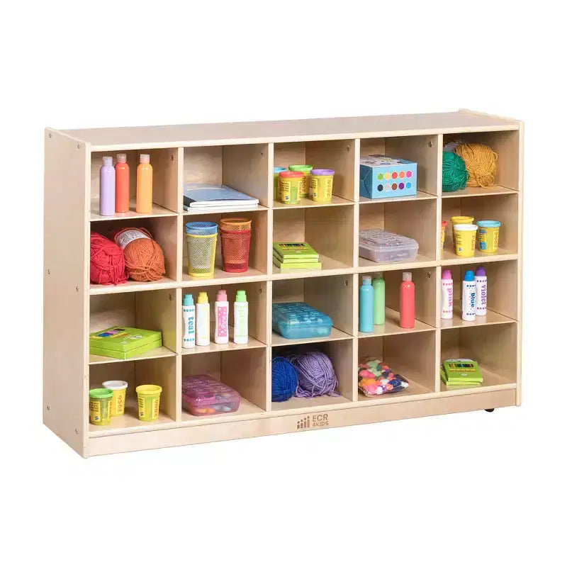 ECR4Kids 20 Cubby Mobile Tray Storage Cabinet, 4x5, Classroom Furniture