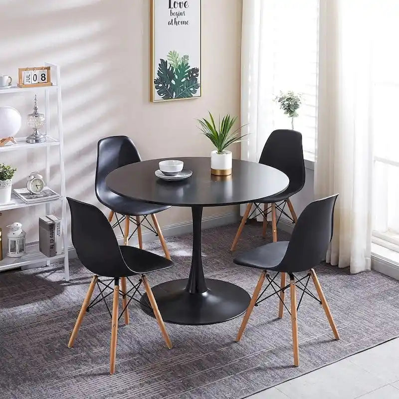 Round Dining Table Set for 4,5-Piece Modern Dining Table with 4 Chairs