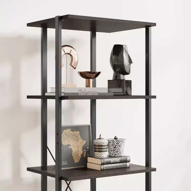 3 Tier Bookshelf with Storage Drawers,70.9 Inch Tall Industrial Book Shelf with Open Display Shelves,3 Shelf Bookcase with Metal Frame