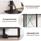 3 Tier Bookshelf with Storage Drawers,70.9 Inch Tall Industrial Book Shelf with Open Display Shelves,3 Shelf Bookcase with Metal Frame