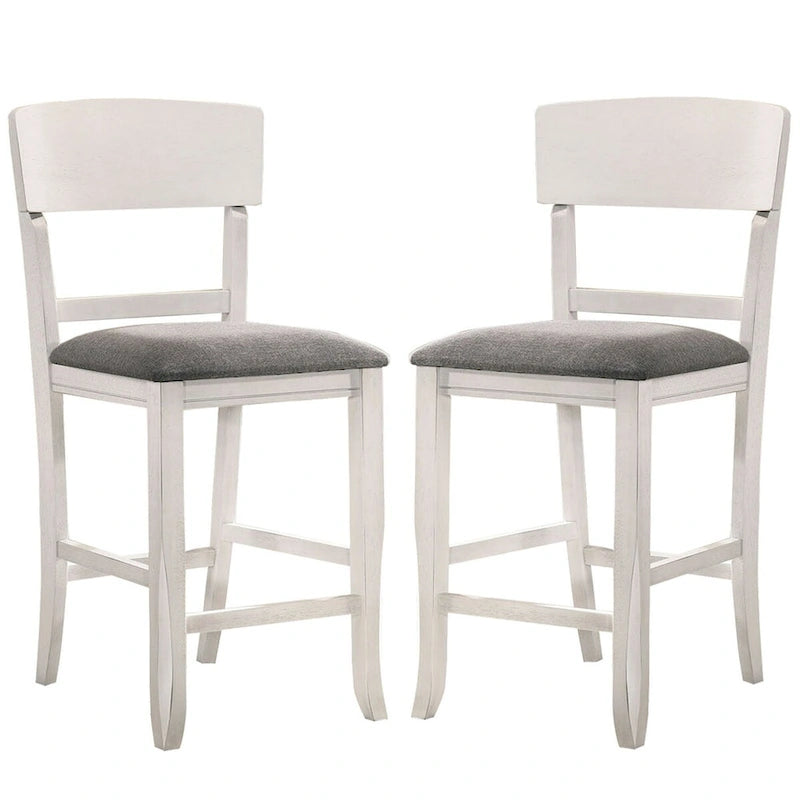 Wooden Counter Height Chair with Curved Back, Set of 2 - 18.5 L x 20.5 W x 40 H