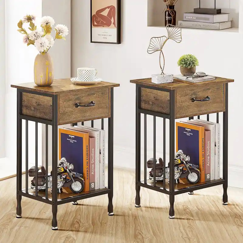 VECELO Comodini moderni set da 2 con cassetto e ripiano portaoggetti