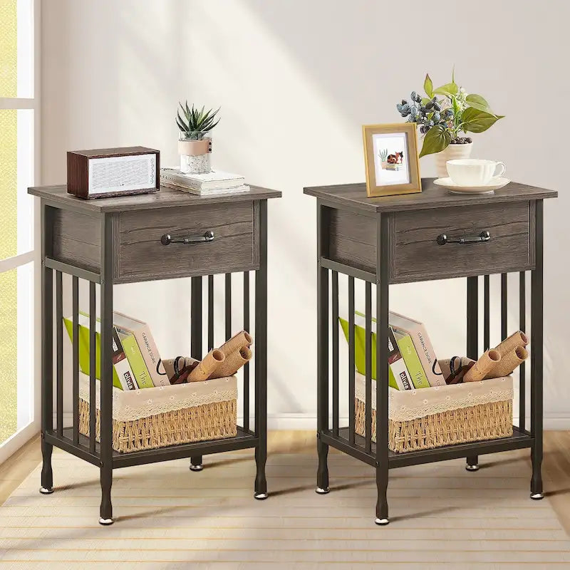 VECELO Comodini moderni set da 2 con cassetto e ripiano portaoggetti