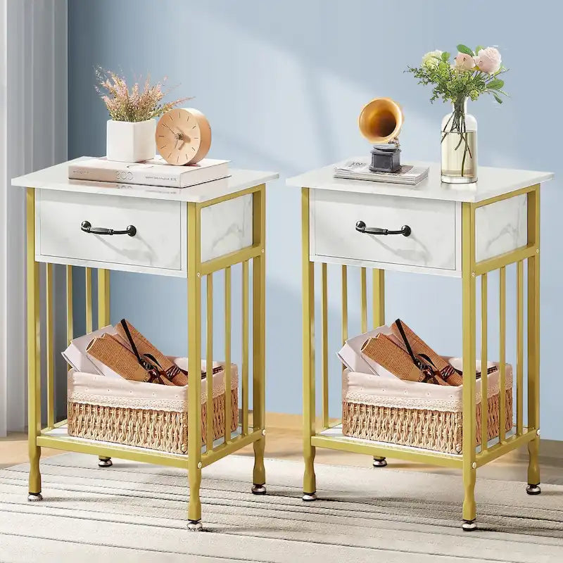 VECELO Comodini moderni set da 2 con cassetto e ripiano portaoggetti