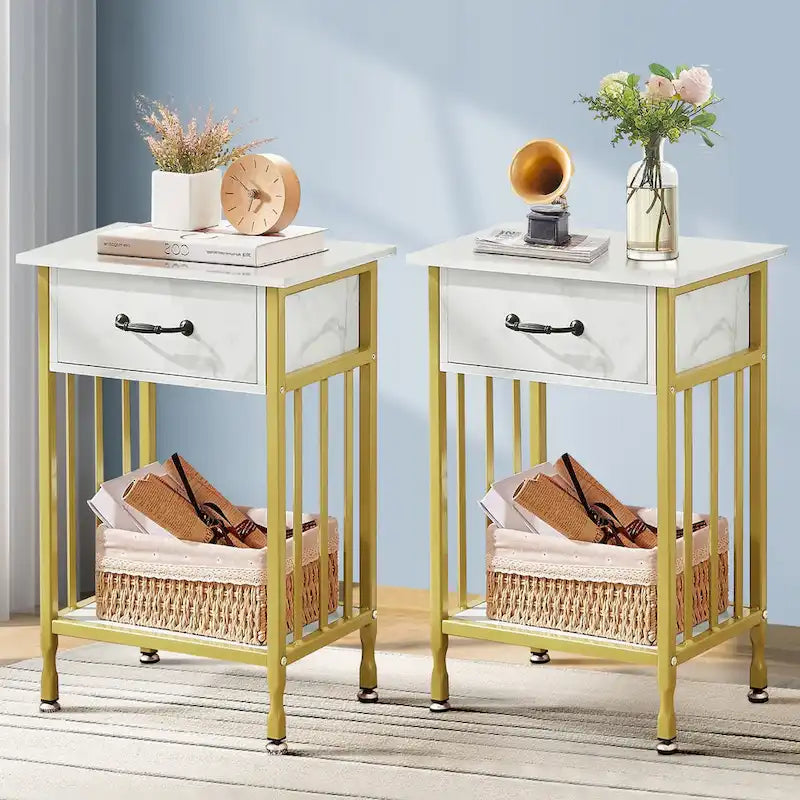 VECELO Comodini moderni set da 2 con cassetto e ripiano portaoggetti