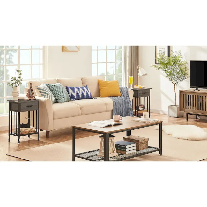 VECELO Comodini moderni set da 2 con cassetto e ripiano portaoggetti