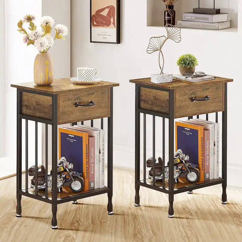 VECELO Comodini moderni set da 2 con cassetto e ripiano portaoggetti