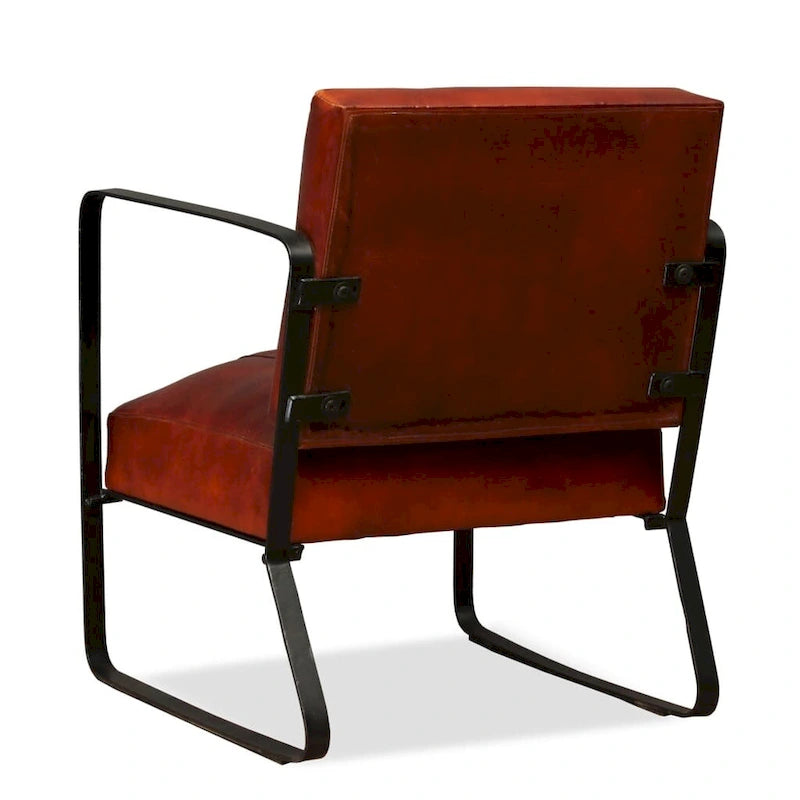 vidaXL Divano Poltrona Singola con Struttura in Metallo per Soggiorno Vera Pelle - 23.6 x 25.2 x 29.1