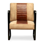 vidaXL Sofa Single Sofa Chair with Metal Frame for Living Room Genuine Leather - 23.6 x 25.2 x 29.1