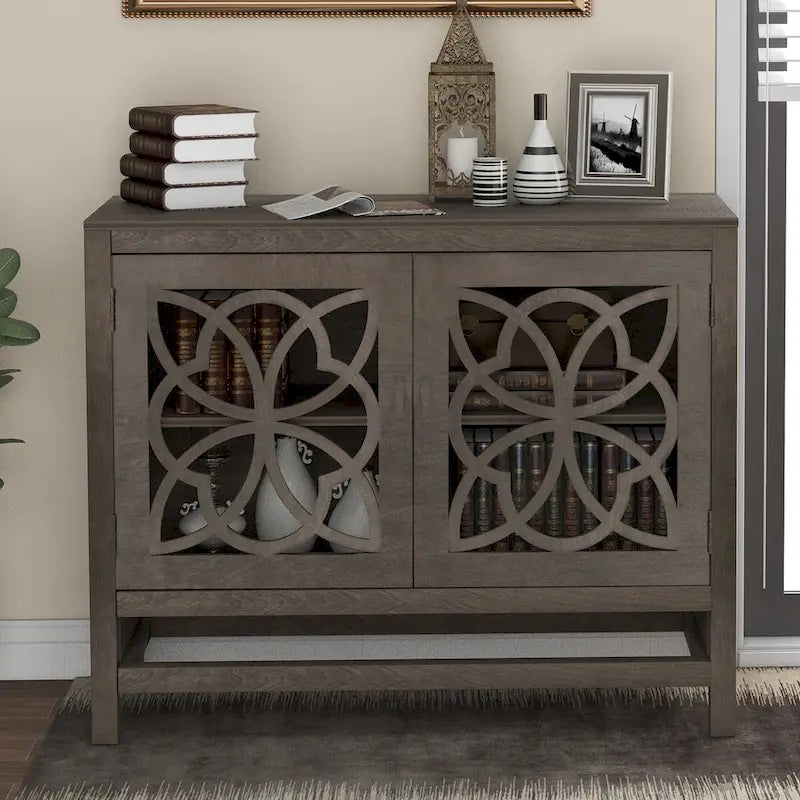 Credenza Buffet con Ante e Ripiano Regolabile in Legno