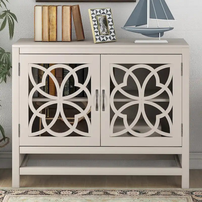 Credenza Buffet con Ante e Ripiano Regolabile in Legno
