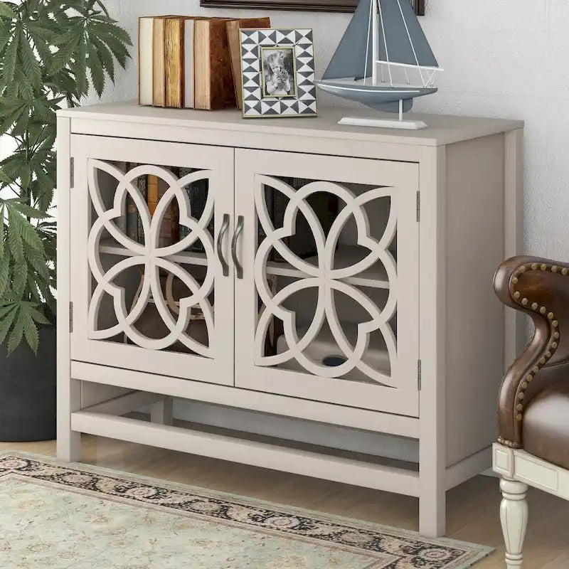 Credenza Buffet con Ante e Ripiano Regolabile in Legno