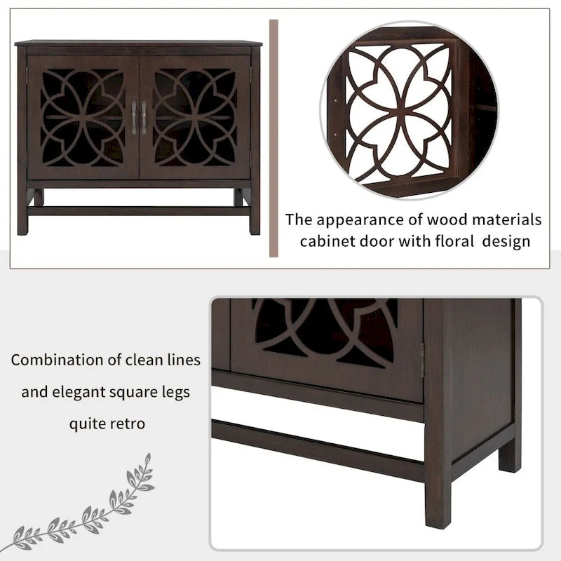 Credenza Buffet con Ante e Ripiano Regolabile in Legno