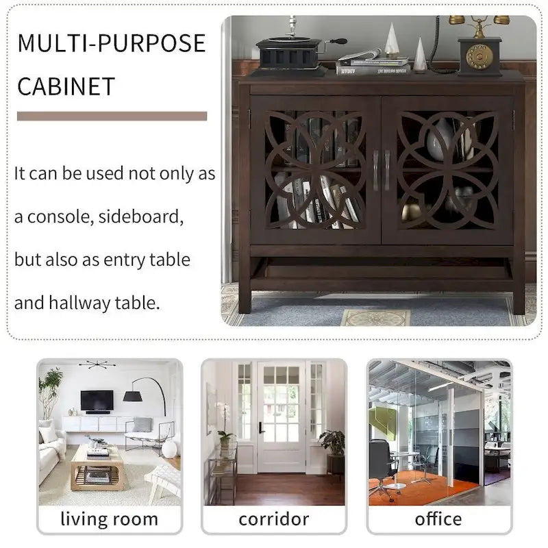 Credenza Buffet con Ante e Ripiano Regolabile in Legno