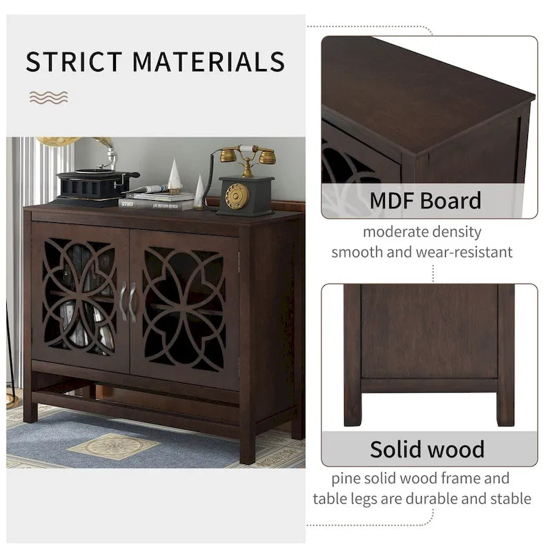 Credenza Buffet con Ante e Ripiano Regolabile in Legno