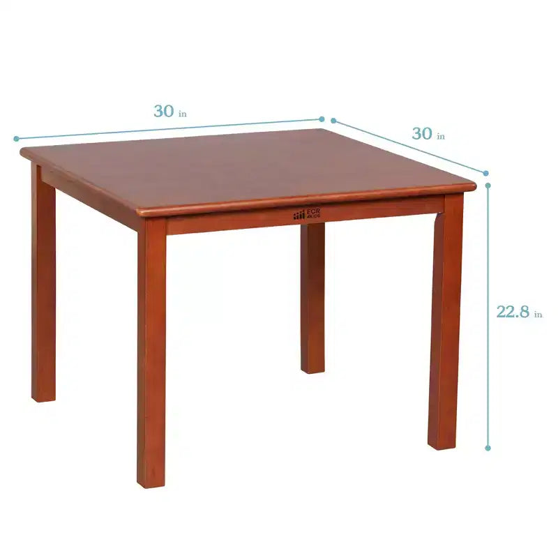 ECR4Kids 30in x 30in Square Hardwood Table with 22in Legs, Childrens Furniture