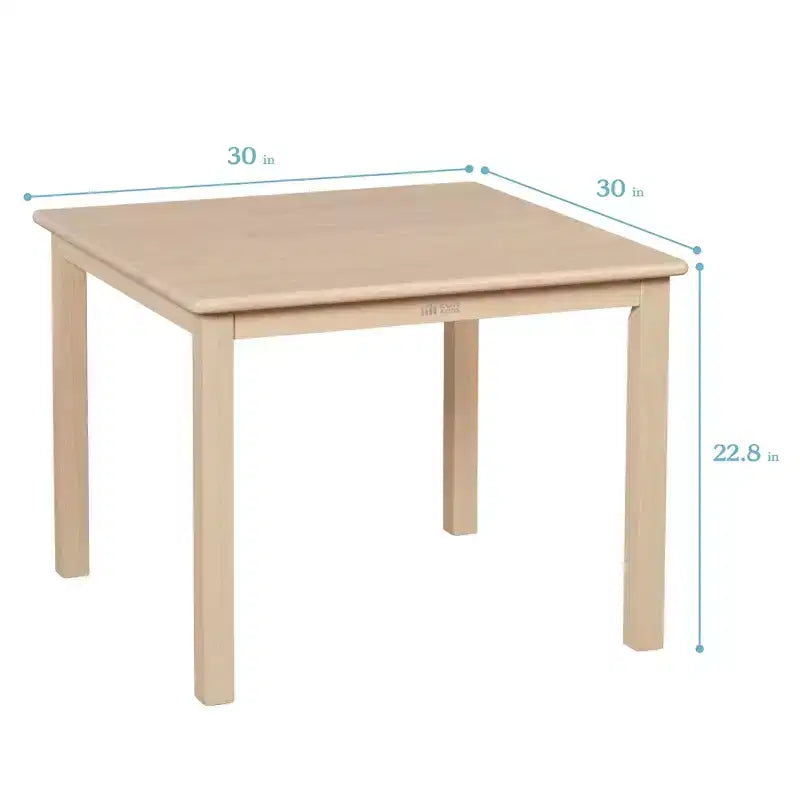 ECR4Kids 30in x 30in Square Hardwood Table with 22in Legs, Childrens Furniture