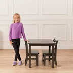 ECR4Kids 24in x 24in Hardwood Table and Two 12in Chairs, 3-Piece