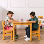 ECR4Kids 24in x 24in Hardwood Table and Two 12in Chairs, 3-Piece