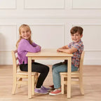 ECR4Kids 24in x 24in Hardwood Table and Two 12in Chairs, 3-Piece