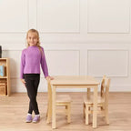 ECR4Kids 24in x 24in Hardwood Table and Two 12in Chairs, 3-Piece