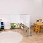 ECR4Kids Mobile Dry-Erase and Flannel Split Room Divider, 3-Panel, School Supplies