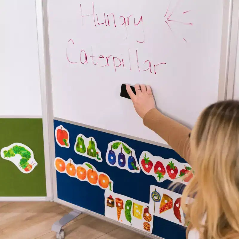 ECR4Kids Mobile Dry-Erase and Flannel Split Room Divider, 3-Panel, School Supplies