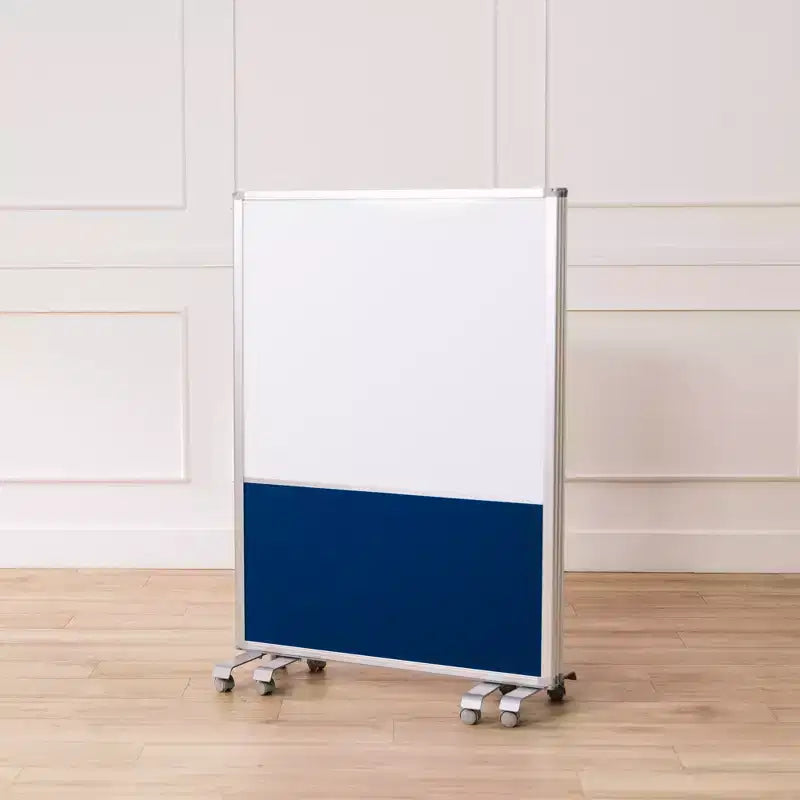 ECR4Kids Mobile Dry-Erase and Flannel Split Room Divider, 3-Panel, School Supplies