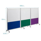 ECR4Kids Mobile Dry-Erase and Flannel Split Room Divider, 3-Panel, School Supplies