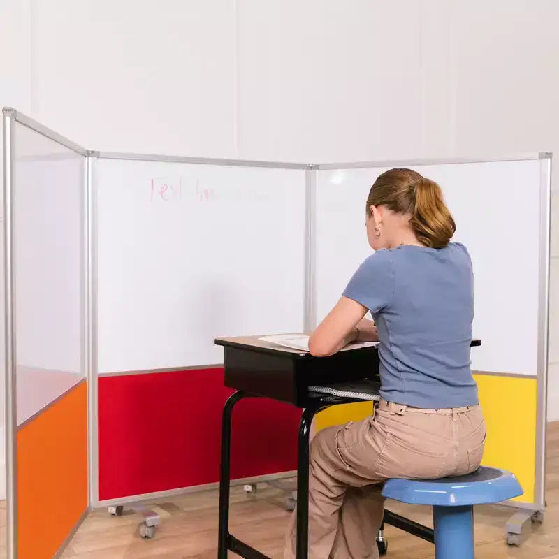 ECR4Kids Mobile Dry-Erase and Flannel Split Room Divider, 3-Panel, School Supplies