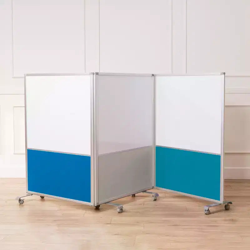 ECR4Kids Mobile Dry-Erase and Flannel Split Room Divider, 3-Panel, School Supplies