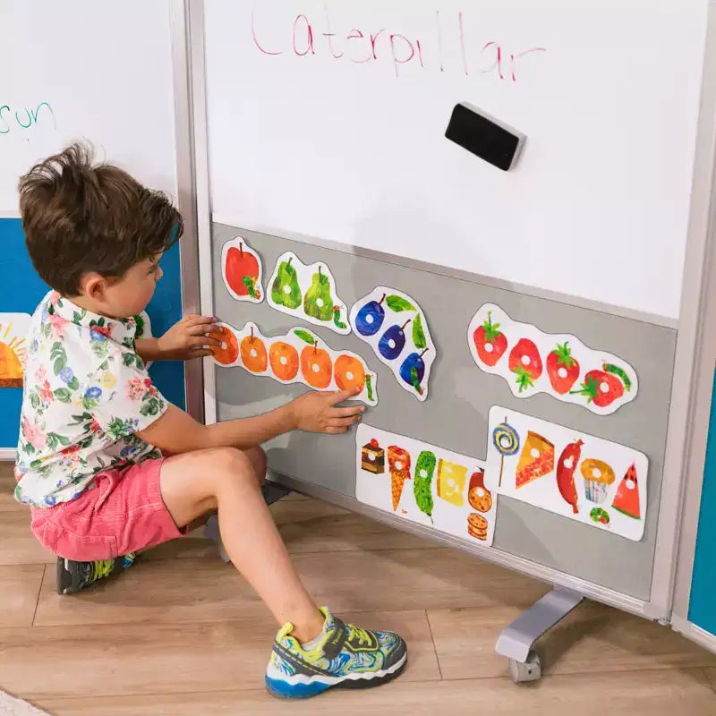 ECR4Kids Mobile Dry-Erase and Flannel Split Room Divider, 3-Panel, School Supplies