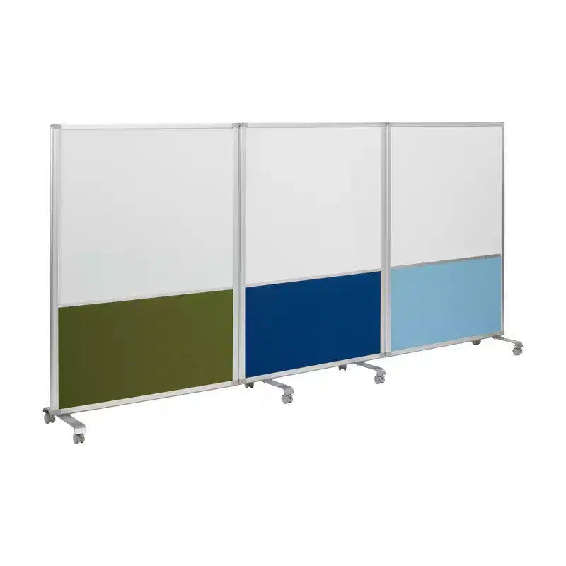 ECR4Kids Mobile Dry-Erase and Flannel Split Room Divider, 3-Panel, School Supplies