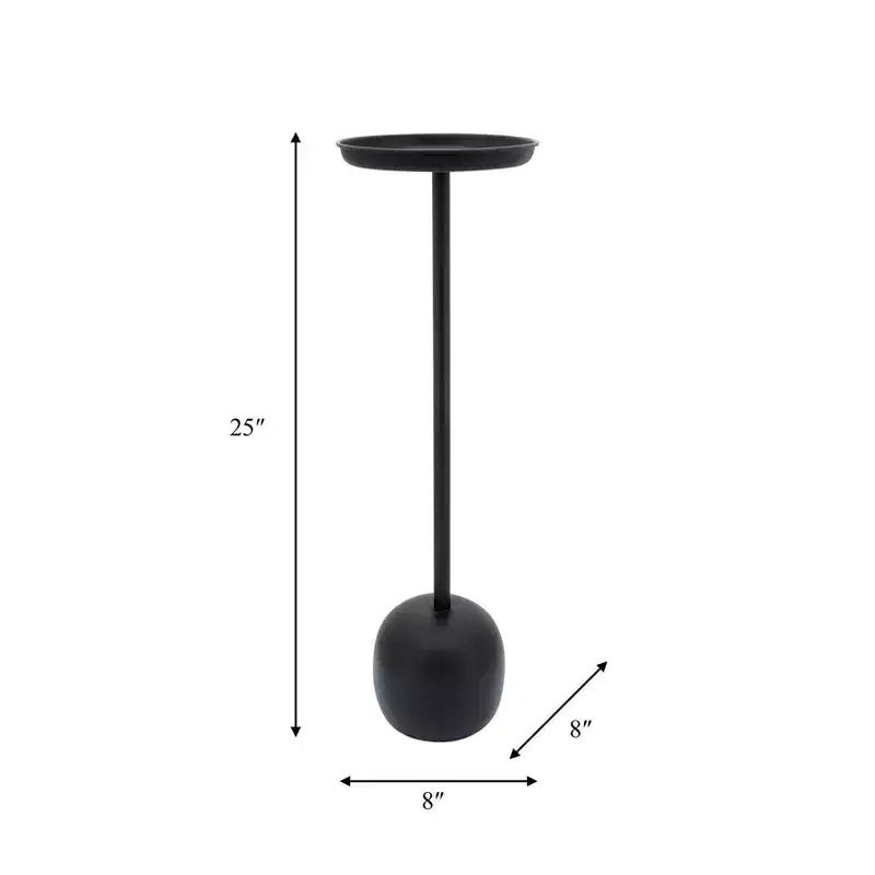 Sleek End Table, Side Table, or Small Table Stand for Home Decor - Metal Night Stand with Round Tray Top for Bedroom or Living Room Decor - 26 Black
