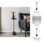 Sleek End Table, Side Table, or Small Table Stand for Home Decor - Metal Night Stand with Round Tray Top for Bedroom or Living Room Decor - 26 Black