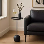 Sleek End Table, Side Table, or Small Table Stand for Home Decor - Metal Night Stand with Round Tray Top for Bedroom or Living Room Decor - 26 Black