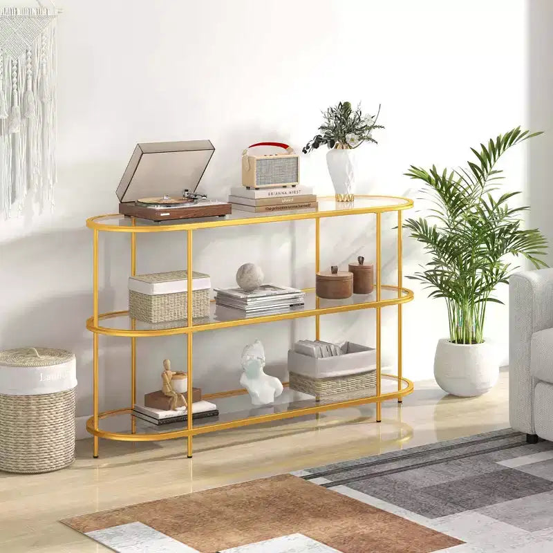 Costway 3-Tier TV Stand for TVs up to 65 with Tempered Glass Shelves TV Console Table