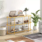 Costway 3-Tier TV Stand for TVs up to 65 with Tempered Glass Shelves TV Console Table