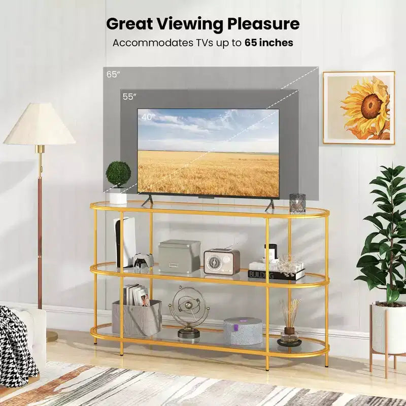 Costway 3-Tier TV Stand for TVs up to 65 with Tempered Glass Shelves TV Console Table