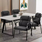 JIONJOY Office Guest Chair Leather Executive No Wheels Waiting Room Chairs | Black