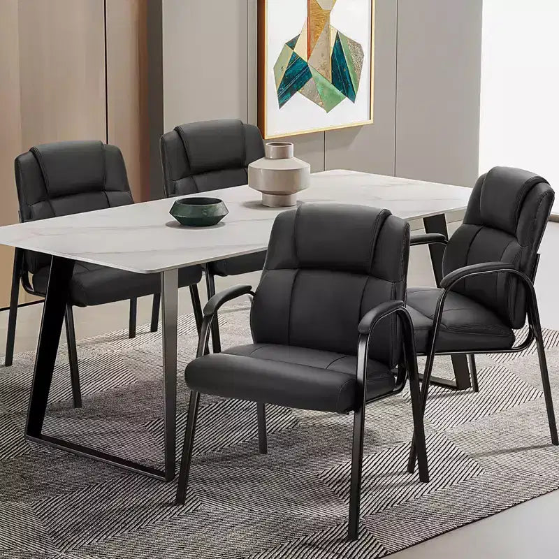 JIONJOY Office Guest Chair Leather Executive No Wheels Waiting Room Chairs | Black