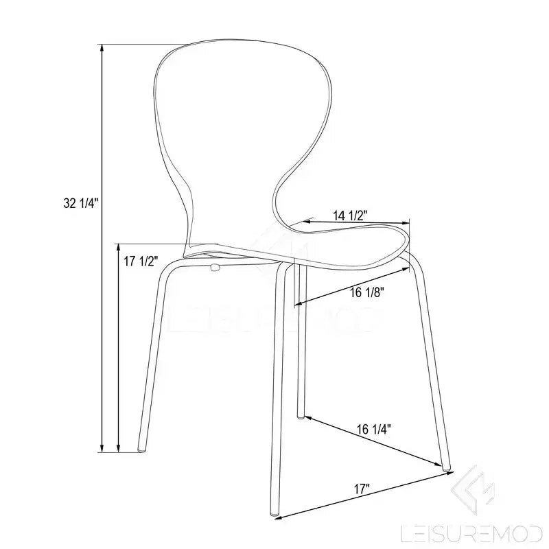 LeisureMod Oyster Sedie da pranzo trasparenti set da 2 Design a schienale curvo impilabile con gambe in acciaio inossidabile nero per cucina o sala da pranzo
