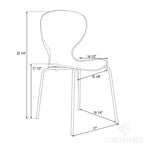 LeisureMod Oyster Sedie da pranzo trasparenti set da 2 Design a schienale curvo impilabile con gambe in acciaio inossidabile nero per cucina o sala da pranzo