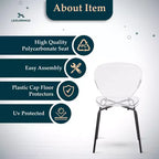 LeisureMod Oyster Sedie da pranzo trasparenti set da 2 Design a schienale curvo impilabile con gambe in acciaio inossidabile nero per cucina o sala da pranzo